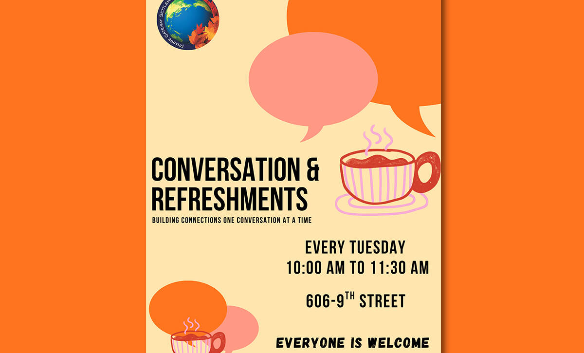 Poster for PGSS Conversation & Refreshments every Tuesday at PGSS 10am - 11:30am