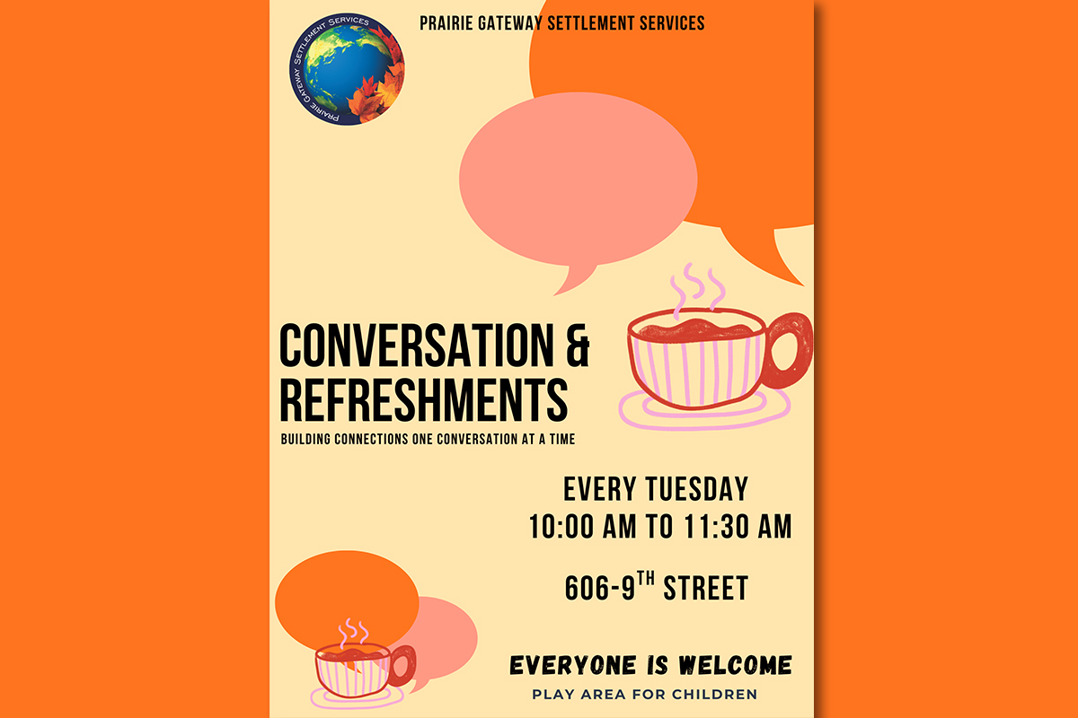 Poster for PGSS Conversation & Refreshments every Tuesday at PGSS 10am - 11:30am