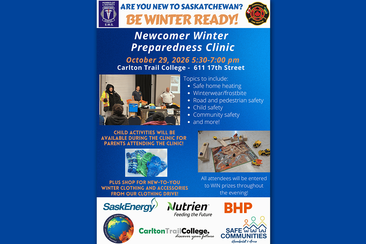 Image of Newcomer Winter Preparedness Clinic happening on October 29, 2026 in Humboldt at Carlton Trail College